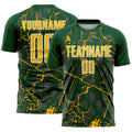 Custom Green Yellow-White Lightning Sublimation Soccer Uniform Jersey