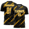 Custom Black Gold-White Abstract Fragment Art Splash Sublimation Soccer Uniform Jersey