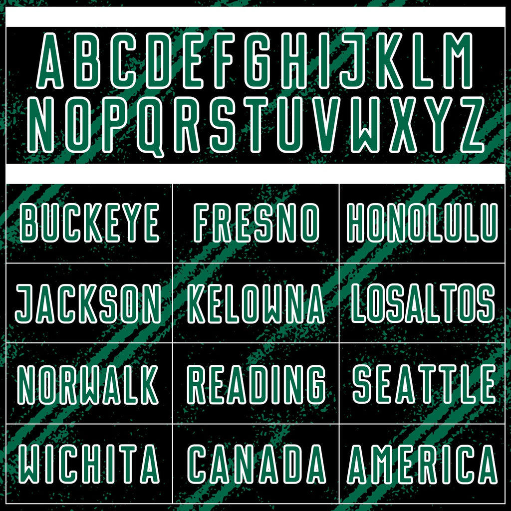 Custom Black Kelly Green-White Abstract Fragment Art Splash Sublimation Soccer Uniform Jersey