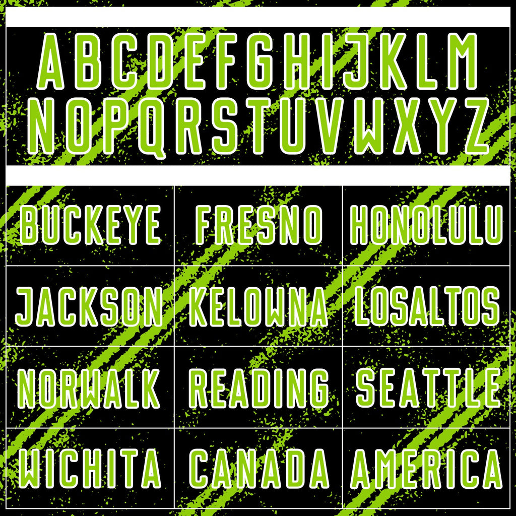Custom Black Neon Green-White Abstract Fragment Art Splash Sublimation Soccer Uniform Jersey
