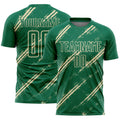 Custom Kelly Green Cream Abstract Fragment Art Splash Sublimation Soccer Uniform Jersey