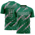 Custom Kelly Green Light Pink Abstract Fragment Art Splash Sublimation Soccer Uniform Jersey