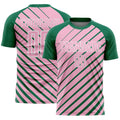 Custom Kelly Green Light Pink-White Lines Sublimation Soccer Uniform Jersey