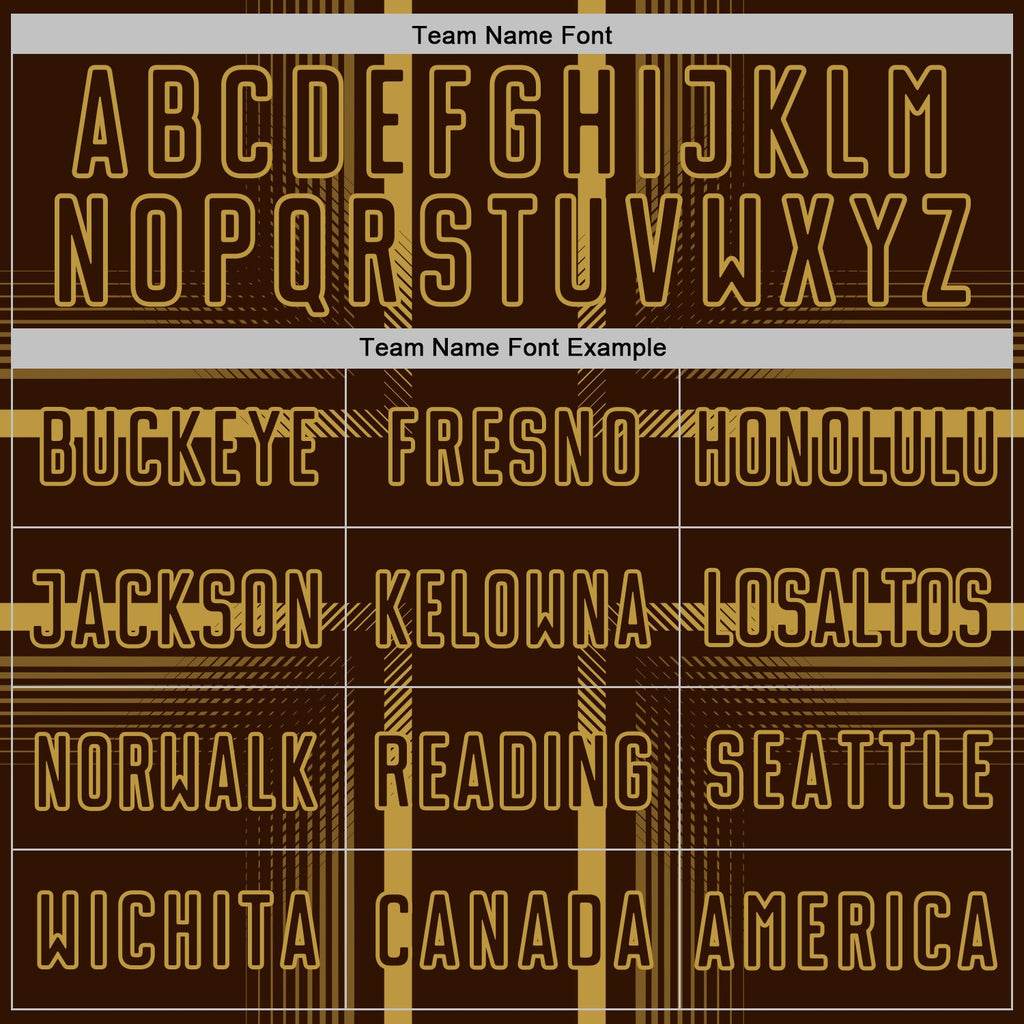 Custom Brown Old Gold Lines Sublimation Soccer Uniform Jersey