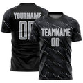 Custom Black Gray-White Slant Lines Sports Sublimation Soccer Uniform Jersey