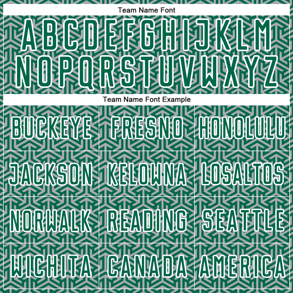 Custom Kelly Green Gray-White Geometric Arrow Sublimation Soccer Uniform Jersey