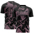 Custom Black Light Pink Curve Lines Sports Sublimation Soccer Uniform Jersey