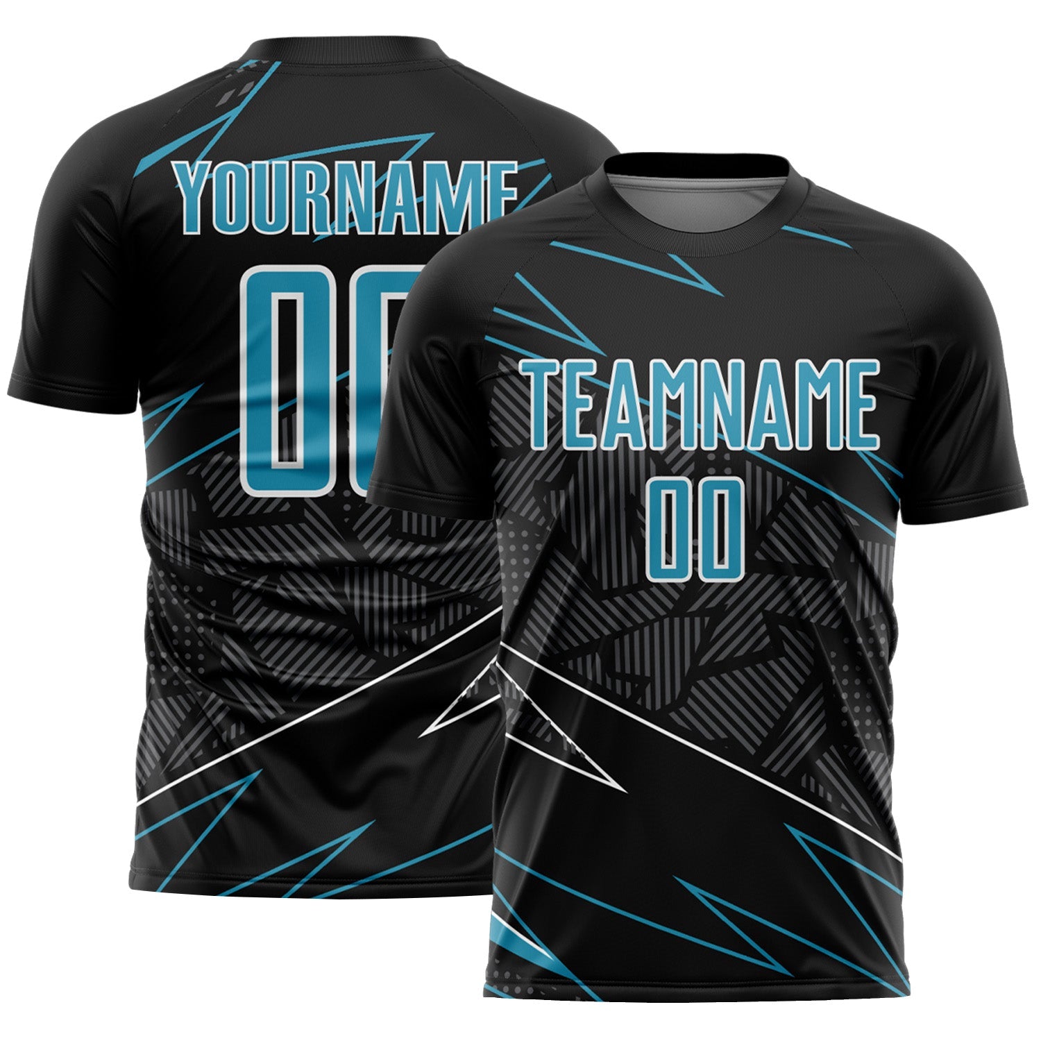 Custom Black Panther Blue-White Lines Sports Sublimation Soccer Uniform Jersey