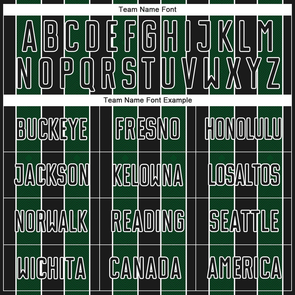 Custom Black Green-White Pinstripe Line Sports Sublimation Soccer Uniform Jersey