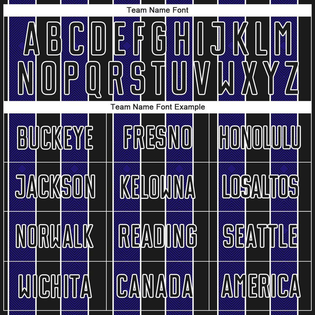Custom Black Dark Purple-White Pinstripe Line Sports Sublimation Soccer Uniform Jersey