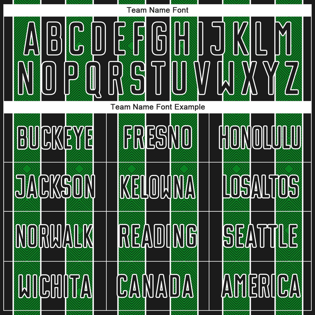 Custom Black Grass Green-White Pinstripe Line Sports Sublimation Soccer Uniform Jersey