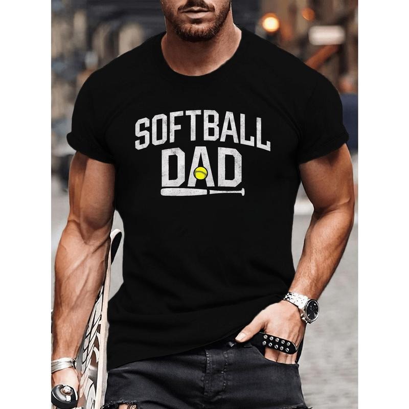 Softball Dad Champion Summer Breathable Comfy Crew Neck Short Sleeve Casual Sports Daily Commute Outdoor Activities Alphabet Print Made USA T-Shirts