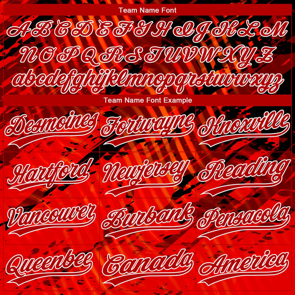 Custom Black Red-White 3D Pattern Two-Button Unisex Softball Jersey