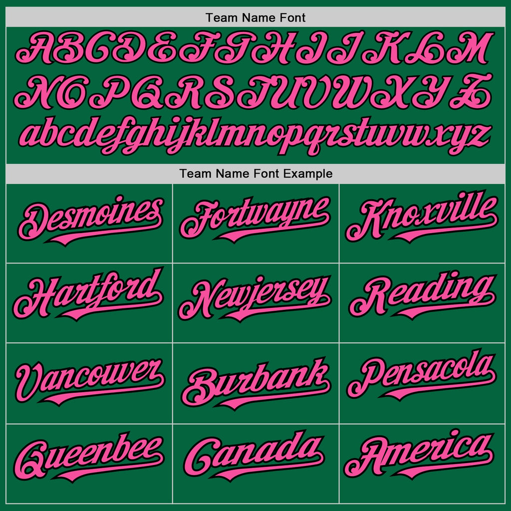 Custom Kelly Green Black Pinstripe Pink Two-Button Unisex Softball Jersey