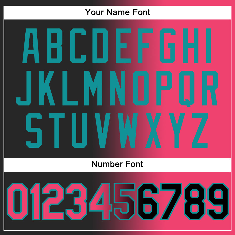 Custom Black Neon Pink-Teal Gradient Fashion Two-Button Unisex Softball Jersey