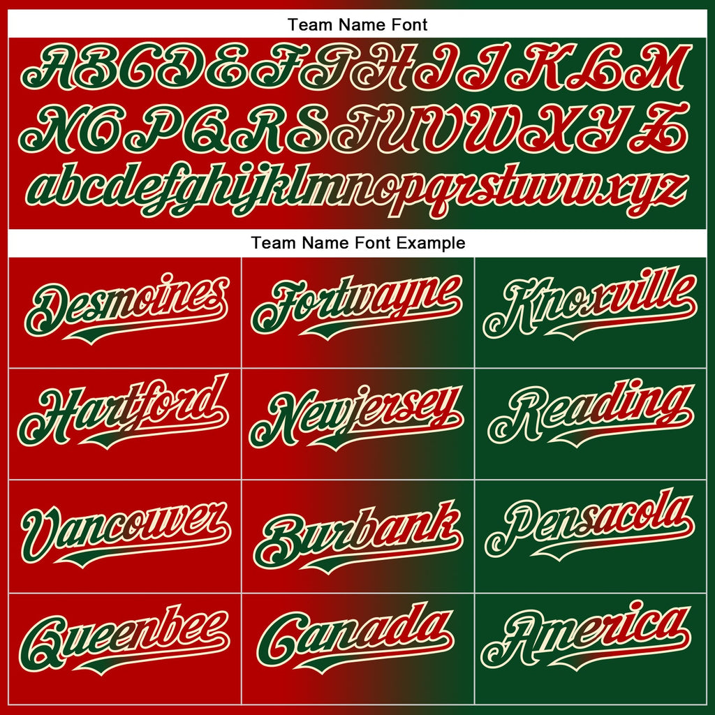 Custom Green Red-Cream Gradient Fashion Two-Button Unisex Softball Jersey
