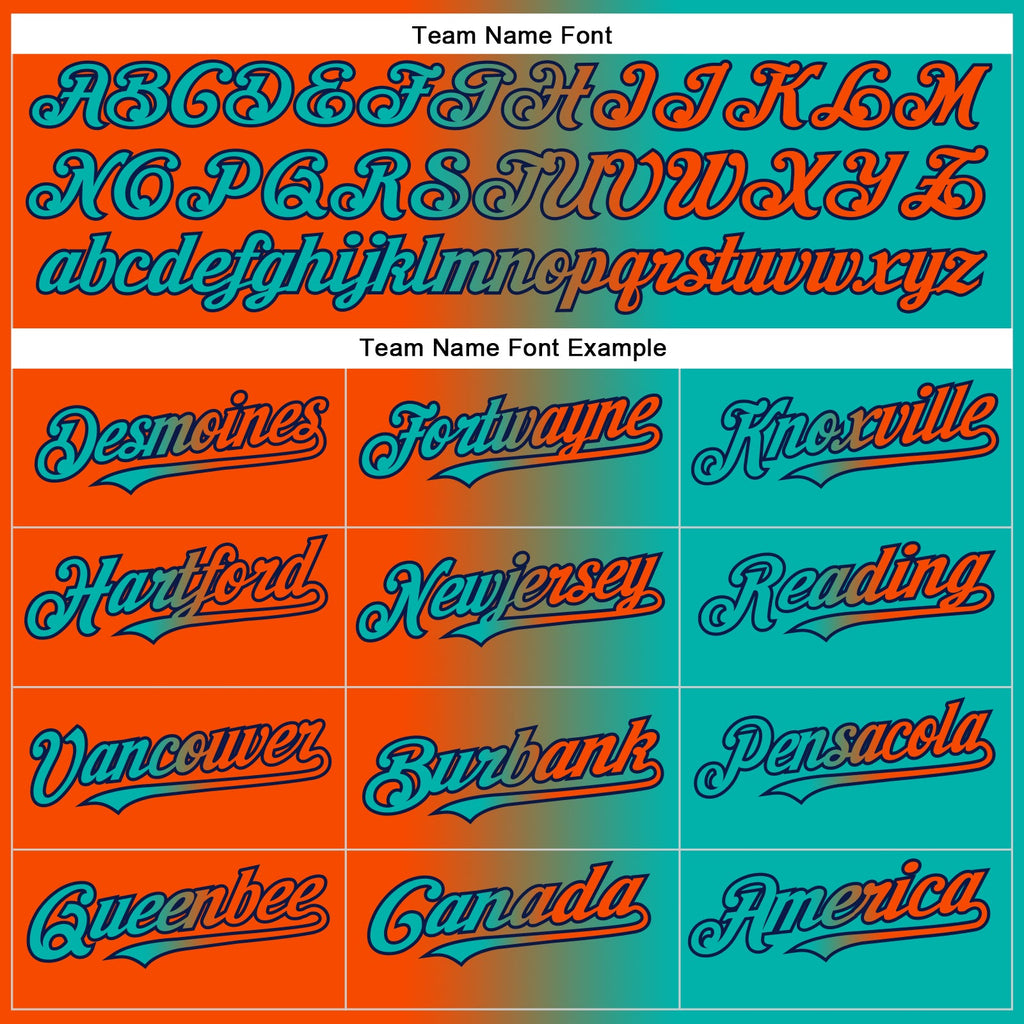Custom Aqua Orange-Navy Gradient Fashion Two-Button Unisex Softball Jersey
