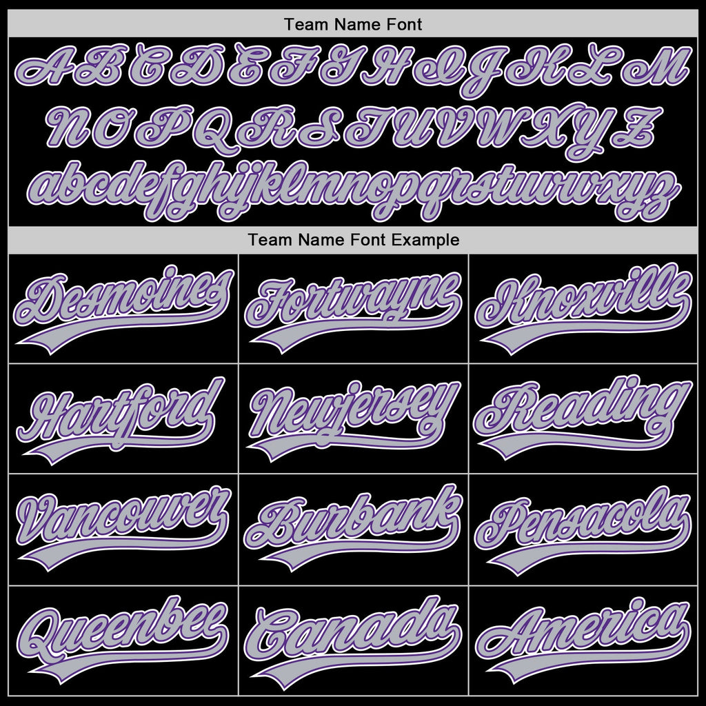 Custom Black Gray-Purple Two-Button Unisex Softball Jersey