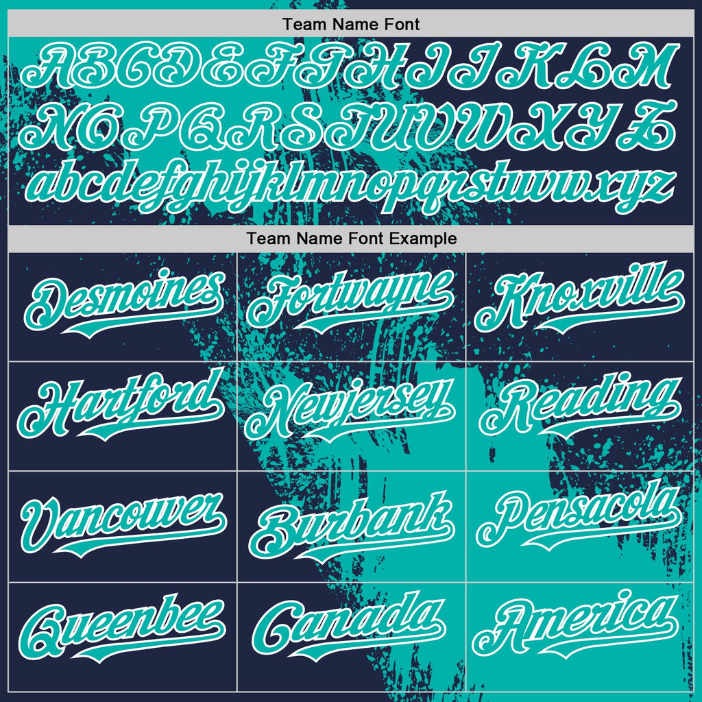 Custom Aqua Navy-White 3D Pattern Abstract Brush Stroke Two-Button Unisex Softball Jersey