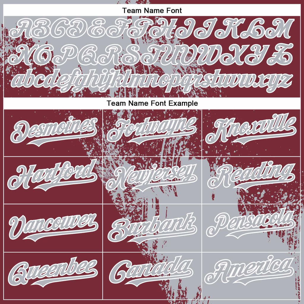 Custom Gray Burgundy-White 3D Pattern Abstract Brush Stroke Two-Button Unisex Softball Jersey