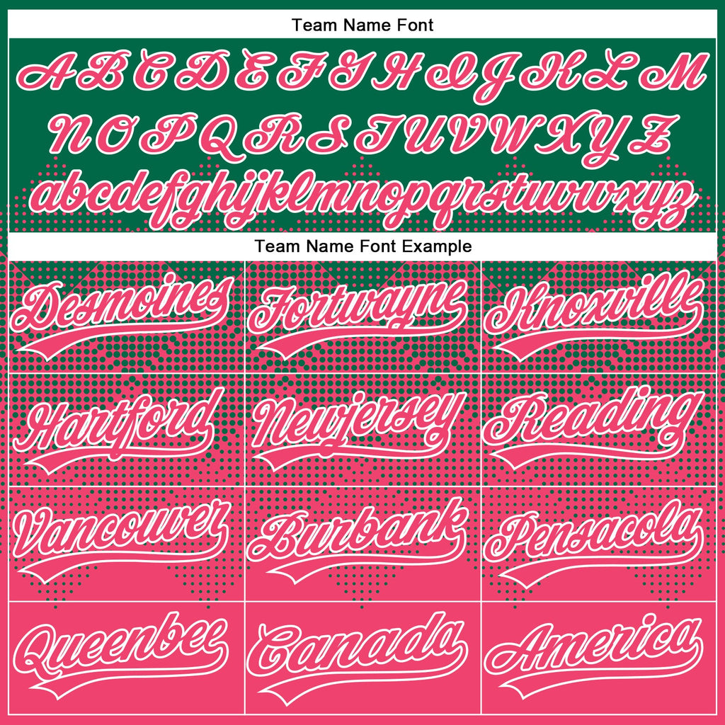Custom Kelly Green Neon Pink-White 3D Gradient Square Shape Two-Button Unisex Softball Jersey