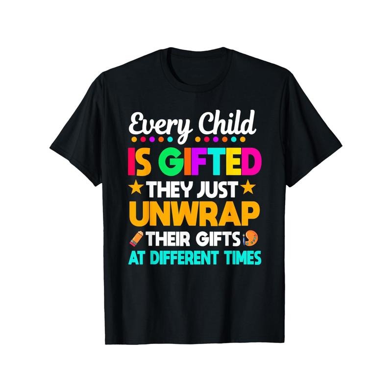 Education Teacher Child Gifted SPED Educator Comfortable Casual Short Sleeve Daily All Season Black 180g Made USA T-Shirts