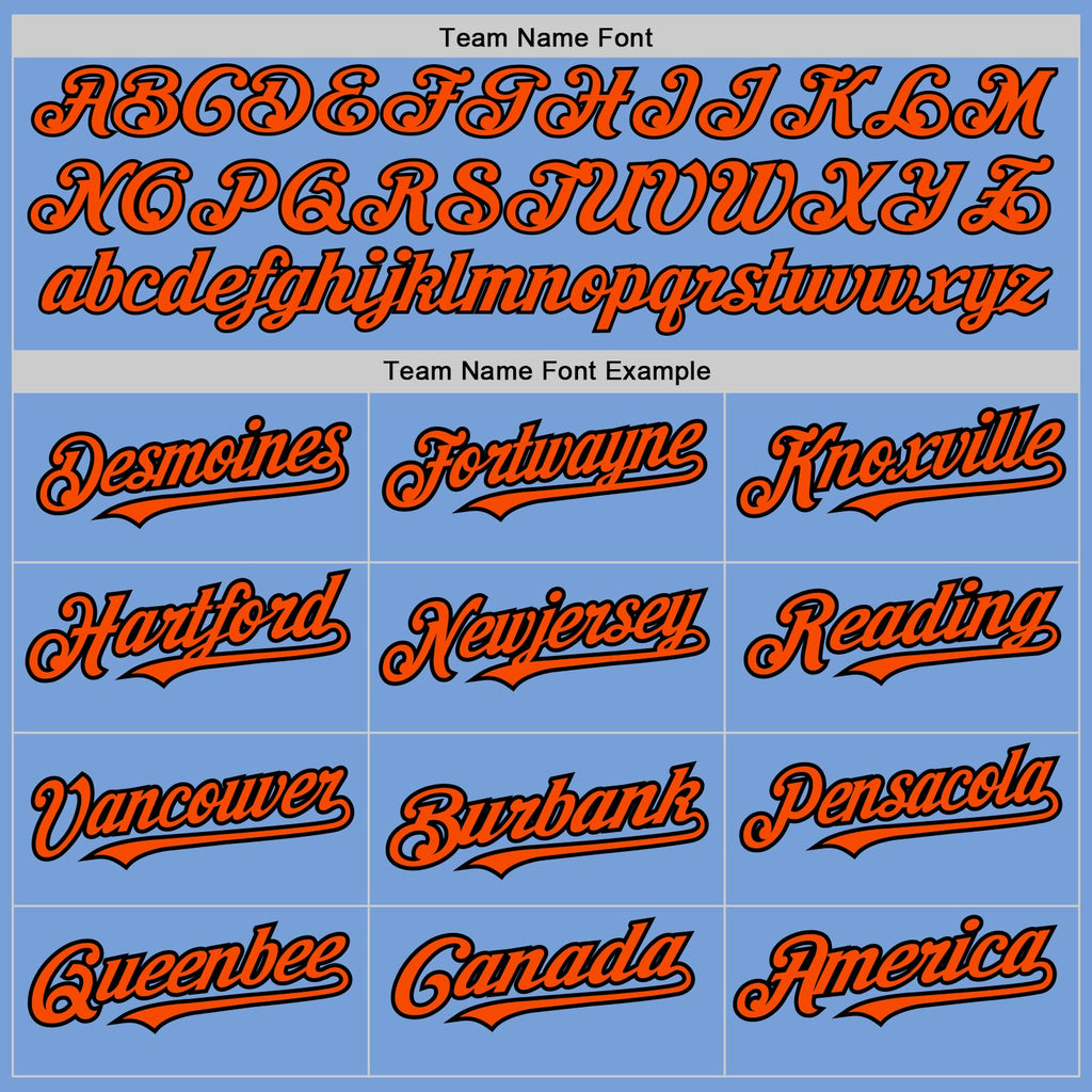 Custom Light Blue Black-Orange Pinstripe Authentic Split Fashion Baseball Jersey