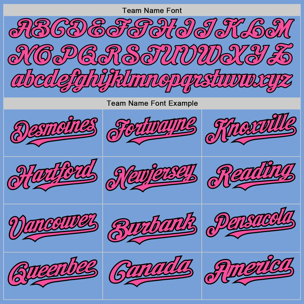 Custom Light Blue Black-Pink Pinstripe Authentic Split Fashion Baseball Jersey