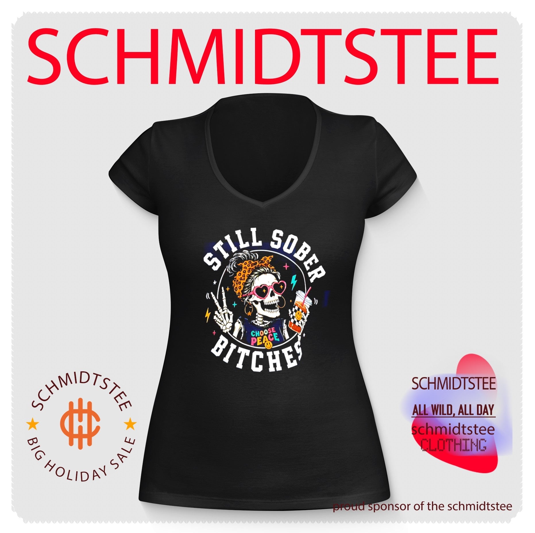 Still Sober Choose Peace Bitches Skeleton with Leopard Headband shirt