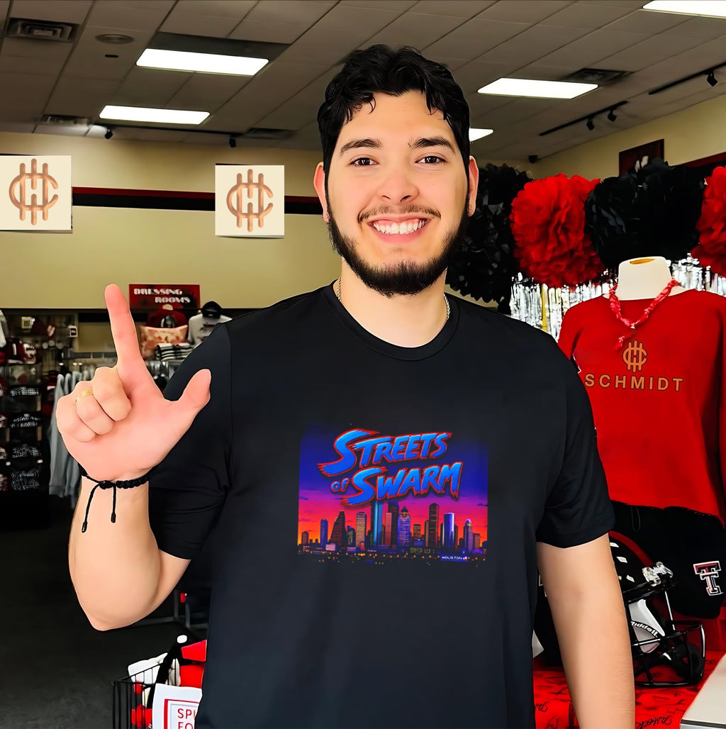 Streets of Swarm Houston Texans Arcade Skyline shirt