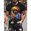 Bear Print Soft Breathable Polyester Machine Washable Round Neck Casual 3D Made USA T-Shirts