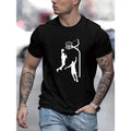 Basketball Jumping Silhouettes Print Short Sleeved Casual Comfy Versatile Top Everyday Spring Summer Made USA T-Shirts