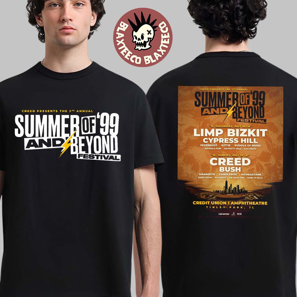 Summer Of ’99 And Beyond Festival 2026 Full Lineup In Tinley Park Illinois At Credit Union 1 Amphitheatre Creed Presents The 3rd Annual T-Shirt