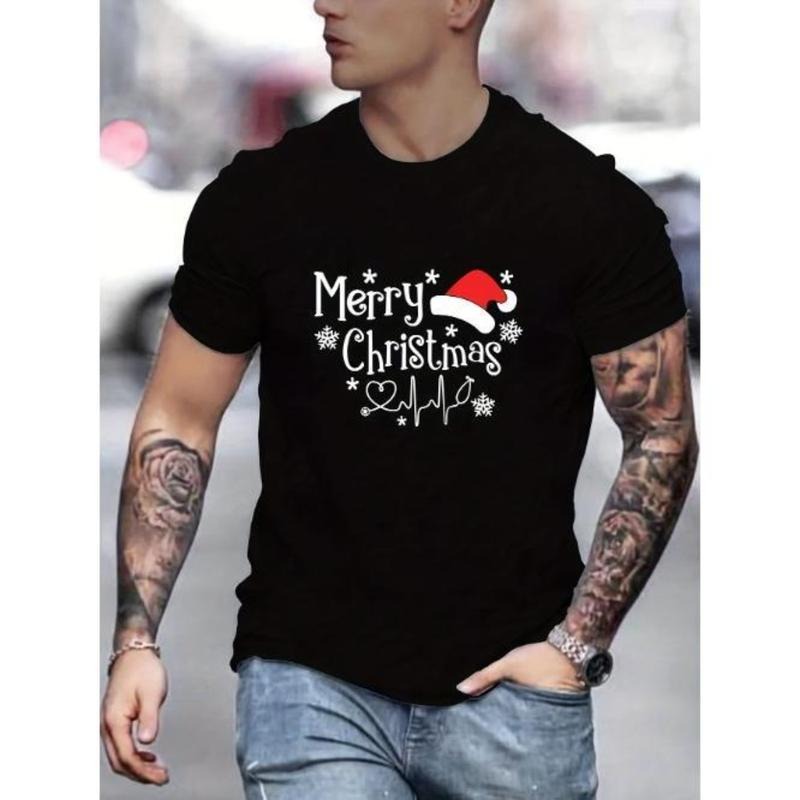 Summer Outdoor Casual Merry Print Perfect Him Made USA T-Shirts