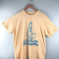 Surfing Banana Woodblock Hand Printed Cotton Menswear Top Graphics Minimalist Streetwear Casual T-Shirts