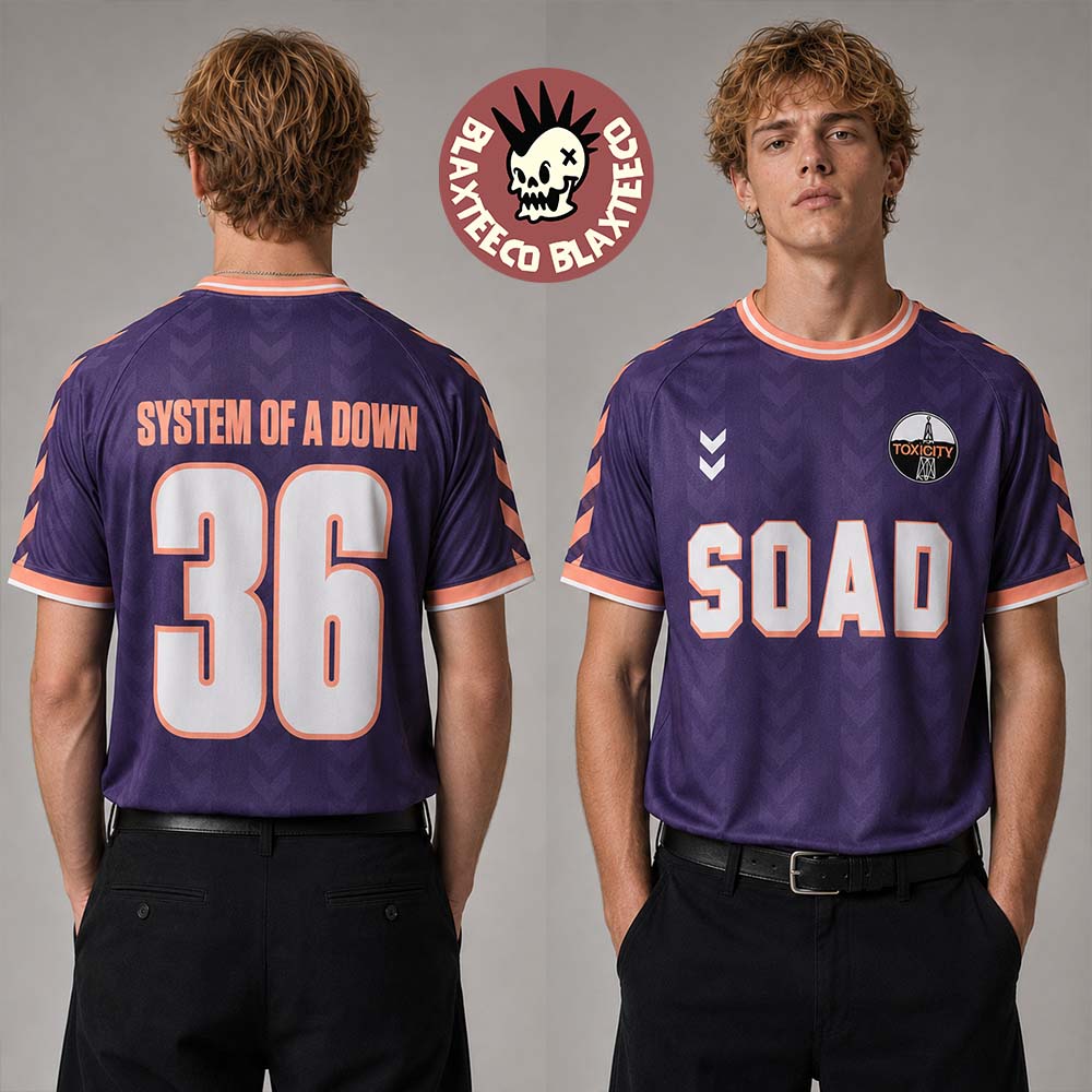 System Of A Down EU And UK 2026 Tour Merch Toxicity Purple Football Jersey