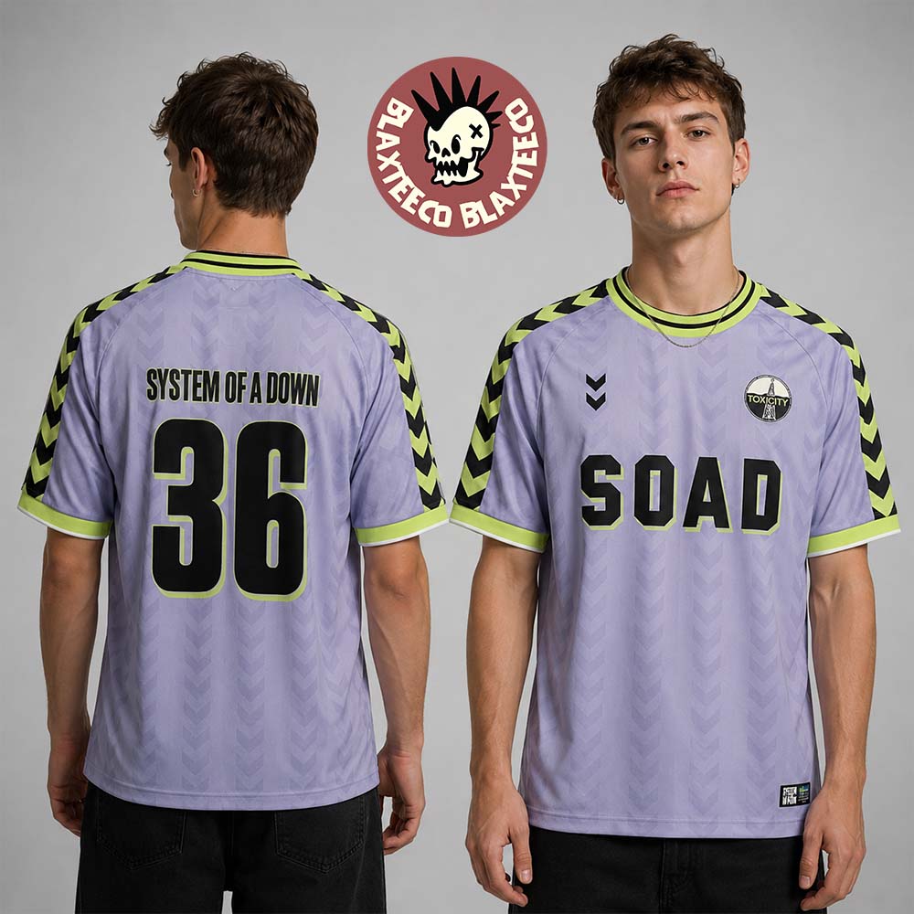 System Of A Down EU And UK 2026 Tour Merch Toxicity Stockholm Sweden Exclusive Lavender Football Jersey