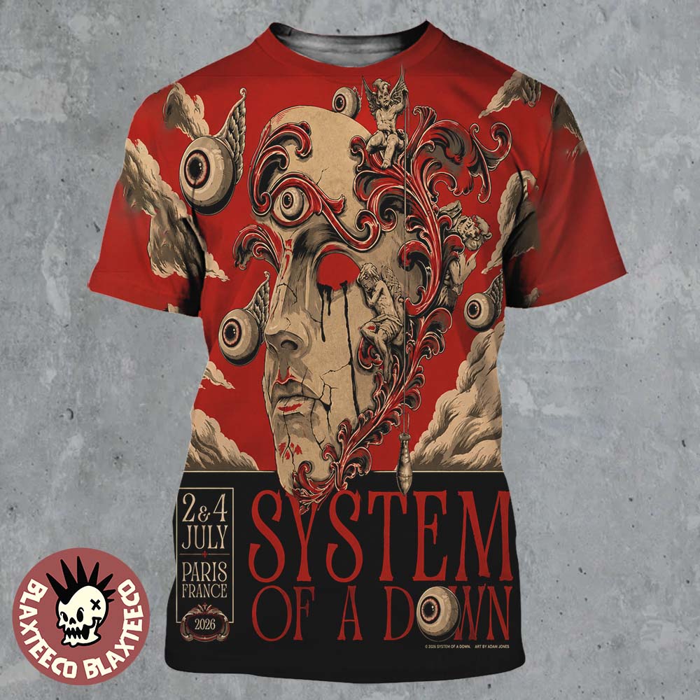 System Of A Down Paris France 2026 Stade de France Pop Up Shop Venue Tour Poster On 2 And 4 July 2026 All Over Print Shirt