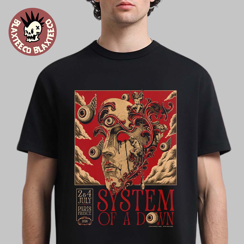 System Of A Down Paris France 2026 Stade de France Pop Up Shop Venue Tour Poster On 2 And 4 July 2026 T-Shirt