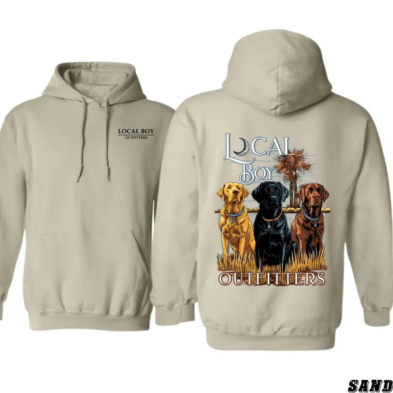 TTP Local Boy Outfitters Bold Labrador Trio Tailored Southern Hunters Dog Enthusiasts Providing Comfort Durability Celebrating Outdoors Southern Lifestyle Menswear T-Shirts