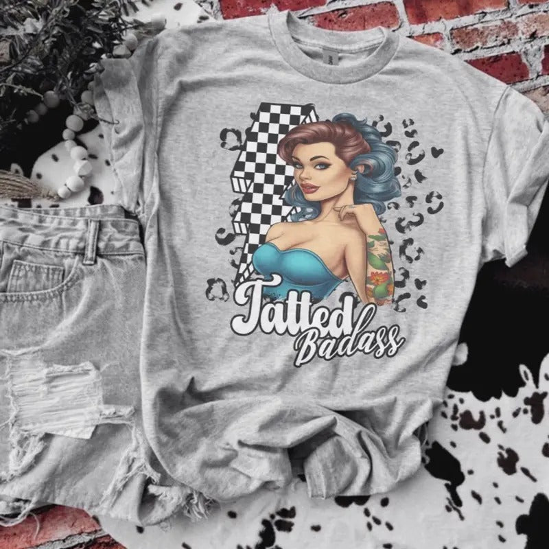 Tatted Badass Shirt Bleached Shirt Gildan T-Shirts
