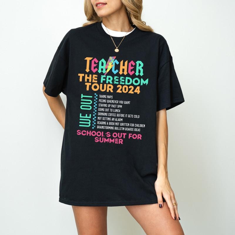 Teacher Freedom Tour 2024 Shirt Teacher Shirt ABCD Teacher Tour Shirt Back School Sweat End Year Shirt T-Shirts