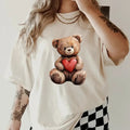 Teddy Bear GILDAN Shirt~ Coffee Shirt Relaxed Fit Printed USA Womenswear Casual Comfort Cotton Top Athletic Boho Chic T-Shirts