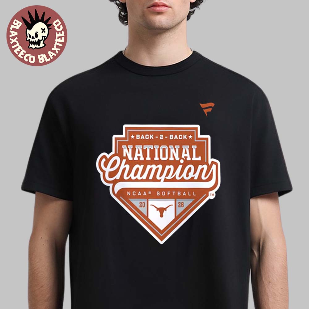 Texas Longhorns 2026 NCAA Softball Women’s College World Series Back-to-Back National Champions Logo Fanatics Black T-Shirt