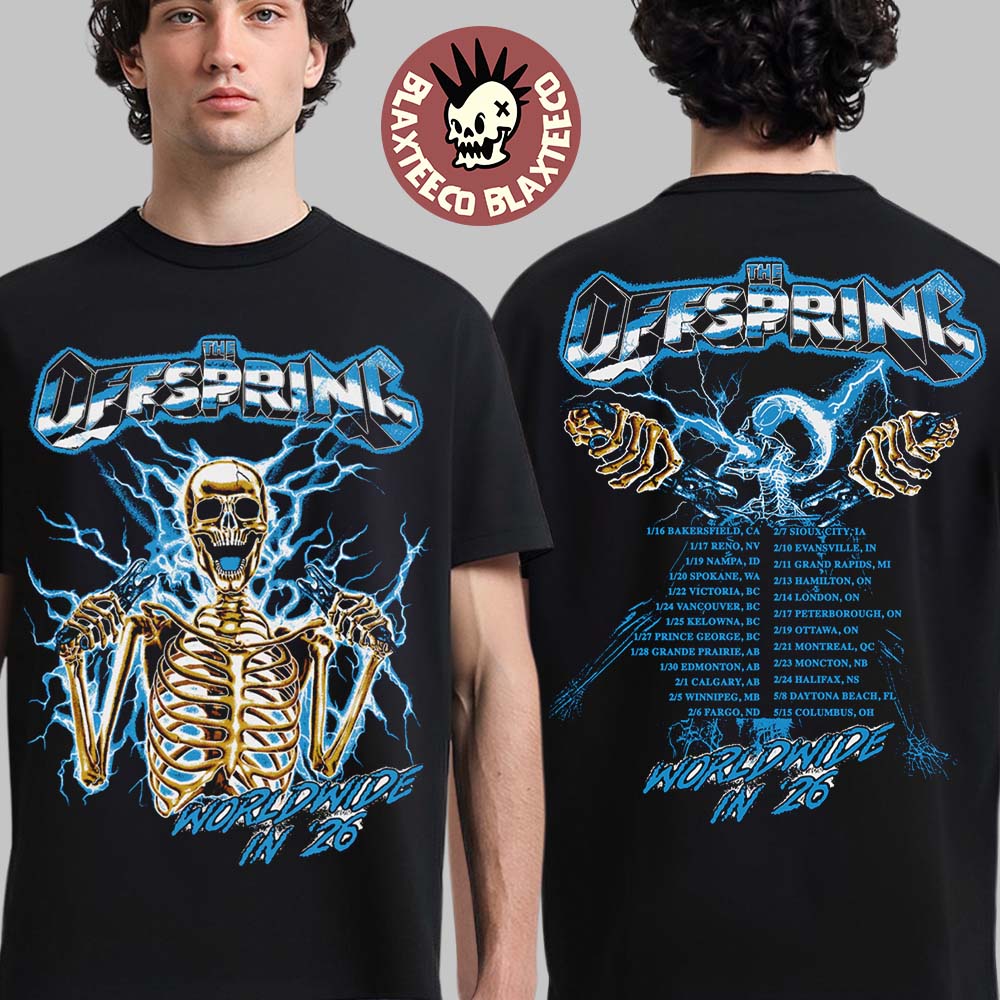 The Offspring Supercharged Worldwide 2026 Merch Spark Plug Skeleton 2026 Tour T-Shirt