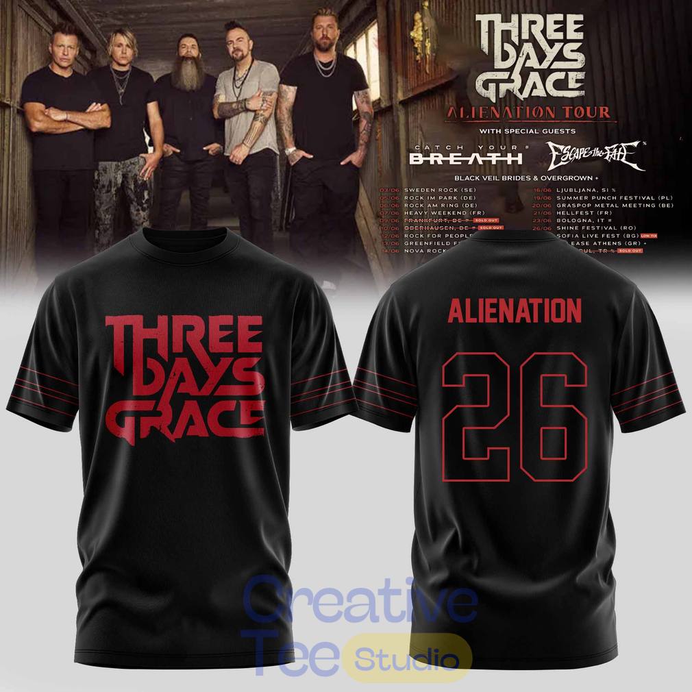 Three Days Grace Alienation Tour 2026 T-Shirt