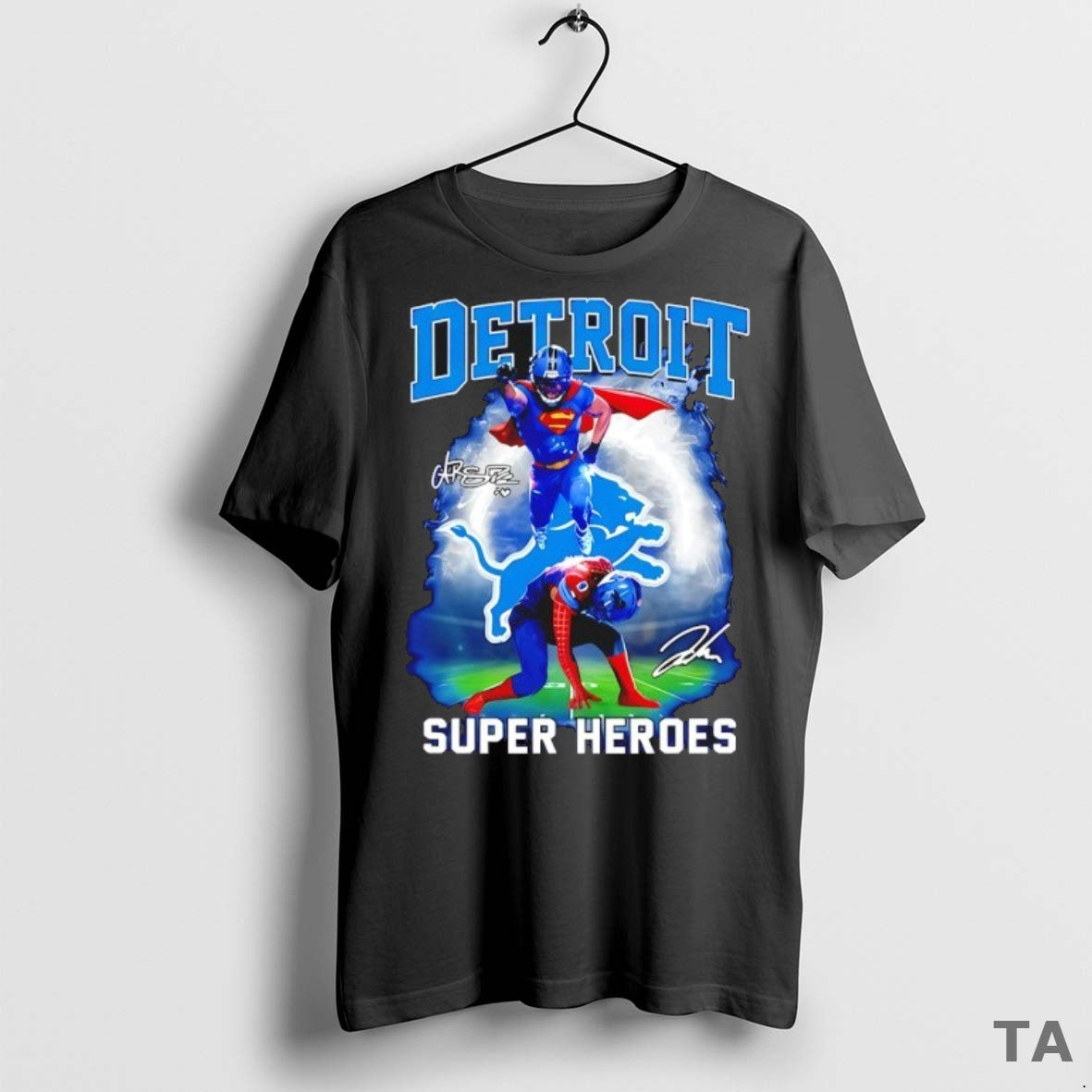 Top Detroit Lions Super Heroes Signature T Shirt Sweater