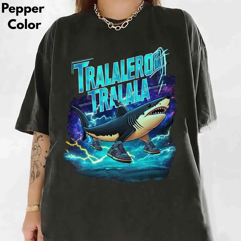 Tralalero Tralala Funny Shark Meme Brain Rot Stupid Unhinged Shirt Shark Shoes Meme Shirts Y2k T-Shirts