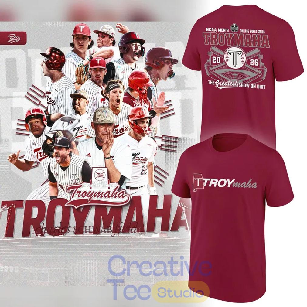 Troy Trojans 2026 NCAA Baseball Men’s College World Series “Troymaha” T-Shirt
