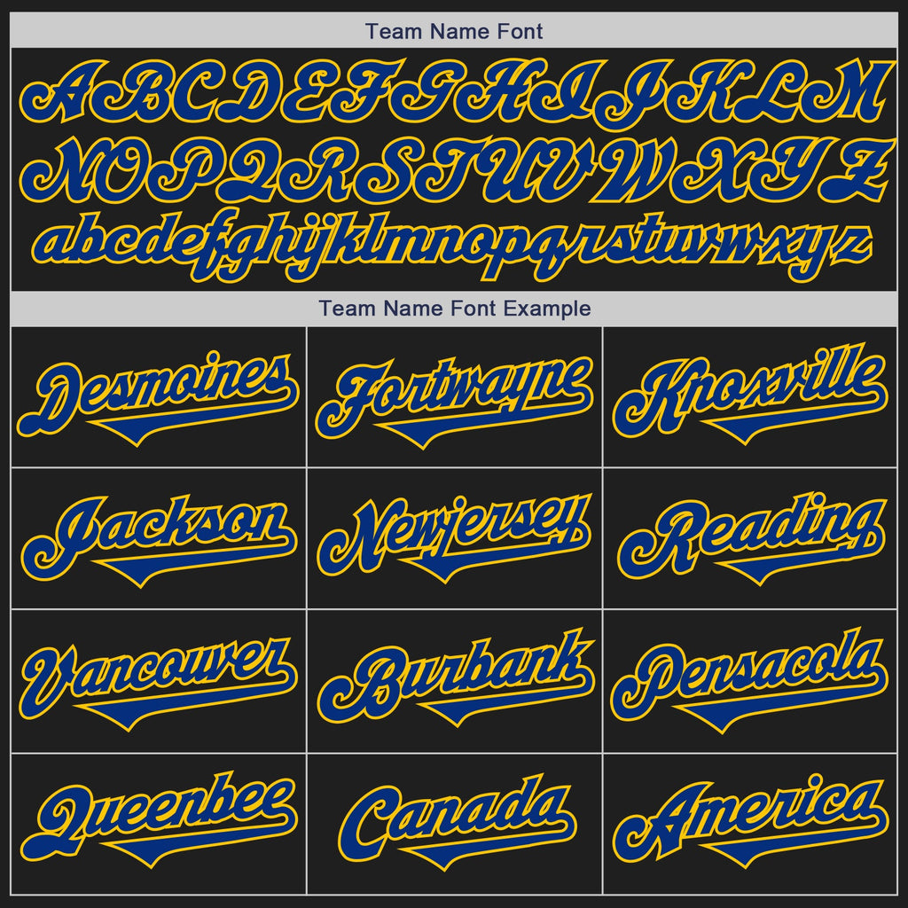 Custom Black Royal-Yellow Authentic Two Tone Baseball Jersey